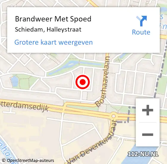 Locatie op kaart van de 112 melding: Brandweer Met Spoed Naar Schiedam, Halleystraat op 22 februari 2022 19:06