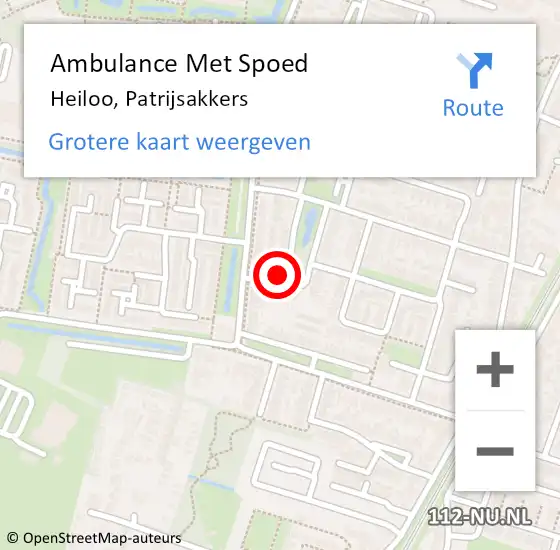 Locatie op kaart van de 112 melding: Ambulance Met Spoed Naar Heiloo, Patrijsakkers op 22 februari 2022 20:37