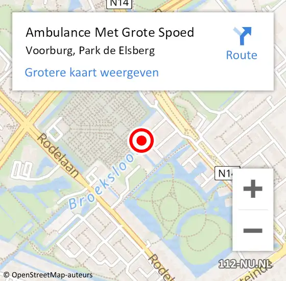 Locatie op kaart van de 112 melding: Ambulance Met Grote Spoed Naar Voorburg, Park de Elsberg op 22 februari 2022 22:17