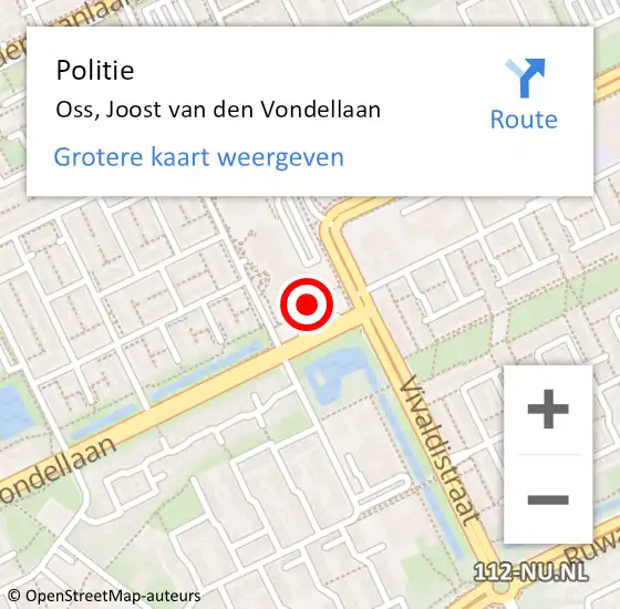 Locatie op kaart van de 112 melding: Politie Oss, Joost van den Vondellaan op 22 februari 2022 23:01