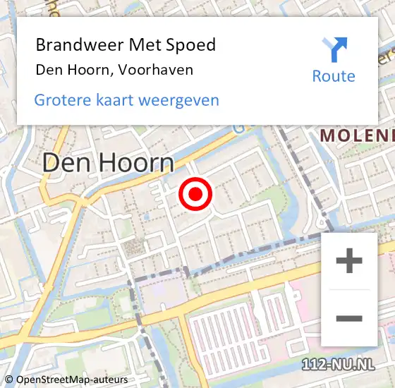Locatie op kaart van de 112 melding: Brandweer Met Spoed Naar Den Hoorn, Voorhaven op 23 februari 2022 01:59
