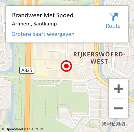 Locatie op kaart van de 112 melding: Brandweer Met Spoed Naar Arnhem, Santkamp op 23 februari 2022 07:14