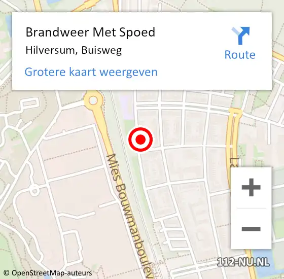 Locatie op kaart van de 112 melding: Brandweer Met Spoed Naar Hilversum, Buisweg op 23 februari 2022 08:06