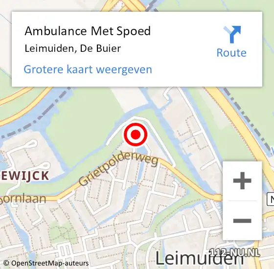 Locatie op kaart van de 112 melding: Ambulance Met Spoed Naar Leimuiden, De Buier op 23 februari 2022 10:39