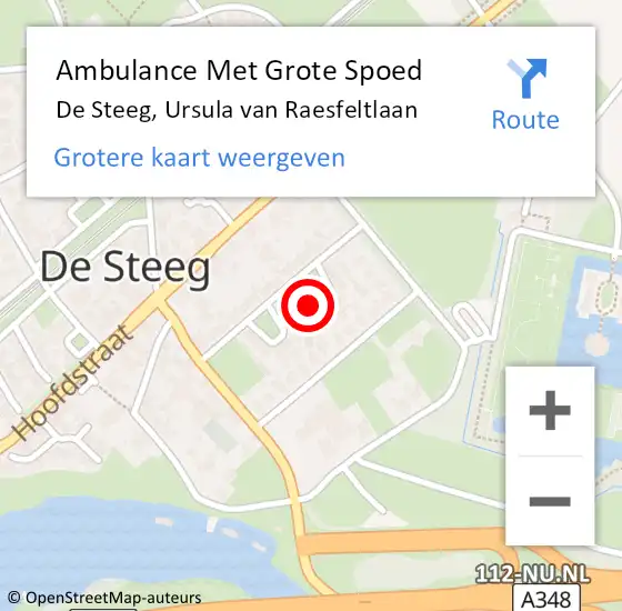 Locatie op kaart van de 112 melding: Ambulance Met Grote Spoed Naar De Steeg, Ursula van Raesfeltlaan op 23 februari 2022 11:55