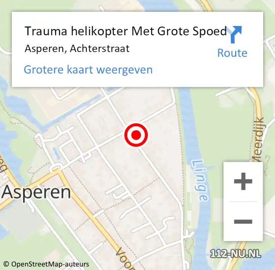 Locatie op kaart van de 112 melding: Trauma helikopter Met Grote Spoed Naar Asperen, Achterstraat op 23 februari 2022 12:19