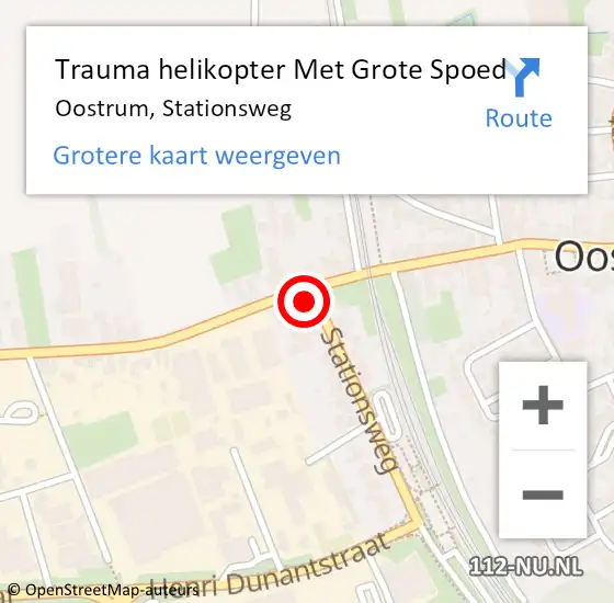 Locatie op kaart van de 112 melding: Trauma helikopter Met Grote Spoed Naar Oostrum, Stationsweg op 23 februari 2022 13:00