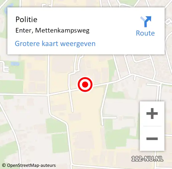 Locatie op kaart van de 112 melding: Politie Enter, Mettenkampsweg op 23 februari 2022 14:19