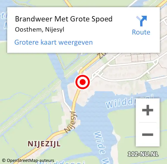 Locatie op kaart van de 112 melding: Brandweer Met Grote Spoed Naar Oosthem, Nijesyl op 23 februari 2022 14:34