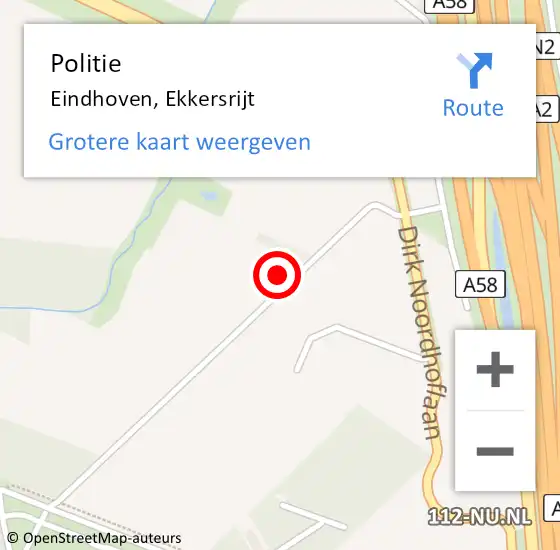 Locatie op kaart van de 112 melding: Politie Eindhoven, Ekkersrijt op 23 februari 2022 14:46