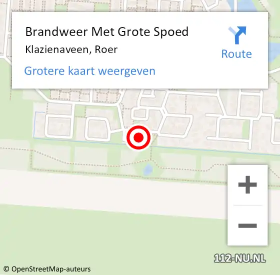 Locatie op kaart van de 112 melding: Brandweer Met Grote Spoed Naar Klazienaveen, Roer op 23 februari 2022 15:00