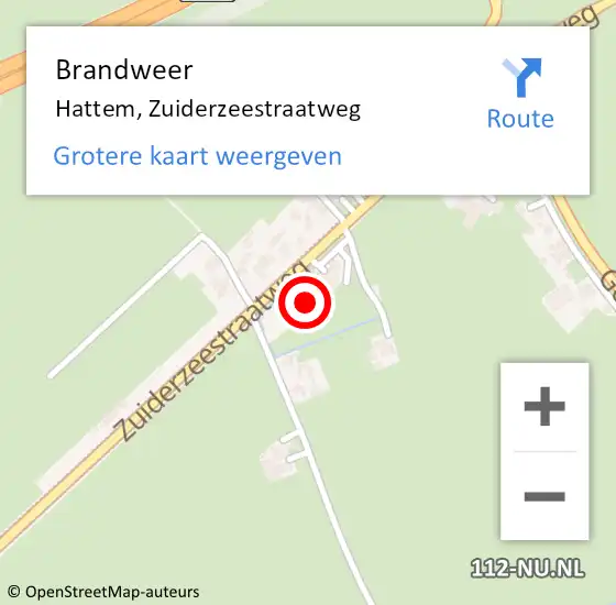 Locatie op kaart van de 112 melding: Brandweer Hattem, Zuiderzeestraatweg op 23 februari 2022 16:02