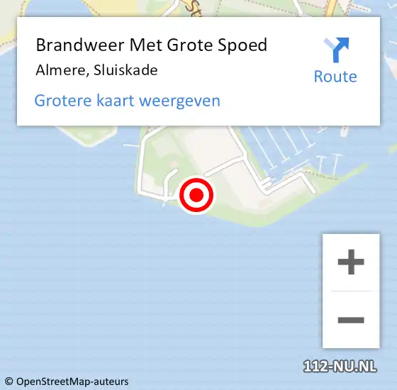 Locatie op kaart van de 112 melding: Brandweer Met Grote Spoed Naar Almere, Sluiskade op 23 februari 2022 16:33