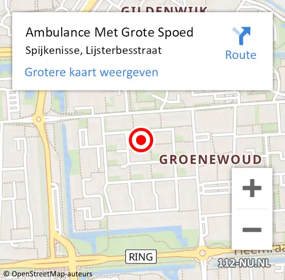 Locatie op kaart van de 112 melding: Ambulance Met Grote Spoed Naar Spijkenisse, Lijsterbesstraat op 23 februari 2022 20:46