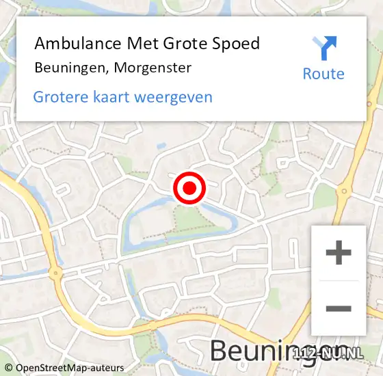 Locatie op kaart van de 112 melding: Ambulance Met Grote Spoed Naar Beuningen, Morgenster op 23 februari 2022 23:50