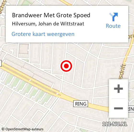 Locatie op kaart van de 112 melding: Brandweer Met Grote Spoed Naar Hilversum, Johan de Wittstraat op 24 februari 2022 02:26