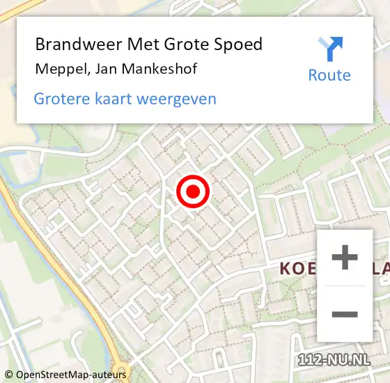 Locatie op kaart van de 112 melding: Brandweer Met Grote Spoed Naar Meppel, Jan Mankeshof op 24 februari 2022 05:05