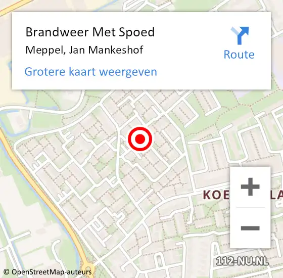 Locatie op kaart van de 112 melding: Brandweer Met Spoed Naar Meppel, Jan Mankeshof op 24 februari 2022 05:38