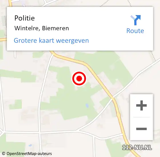 Locatie op kaart van de 112 melding: Politie Wintelre, Biemeren op 24 februari 2022 07:35