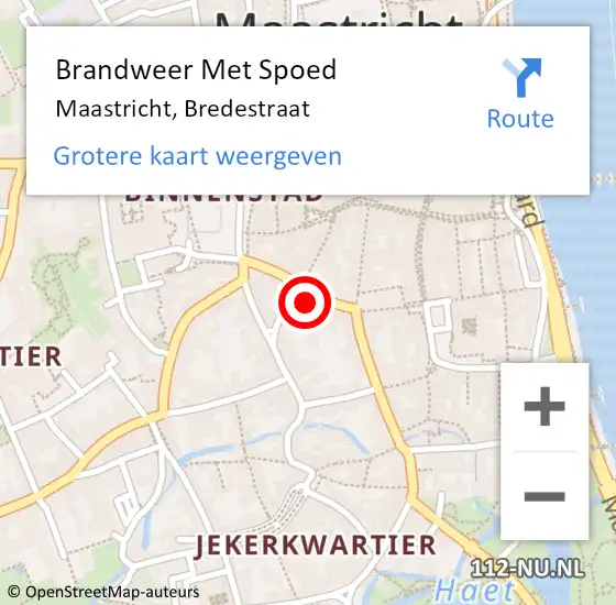 Locatie op kaart van de 112 melding: Brandweer Met Spoed Naar Maastricht, Bredestraat op 24 februari 2022 08:56