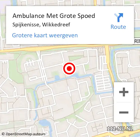 Locatie op kaart van de 112 melding: Ambulance Met Grote Spoed Naar Spijkenisse, Wikkedreef op 24 februari 2022 09:06