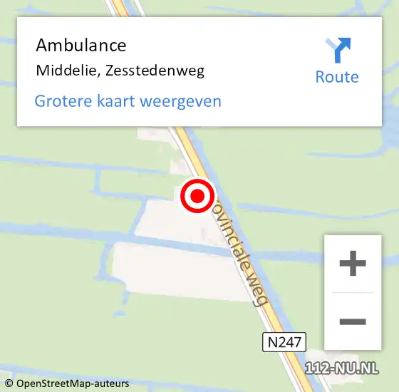 Locatie op kaart van de 112 melding: Ambulance Middelie, Zesstedenweg op 24 februari 2022 10:23