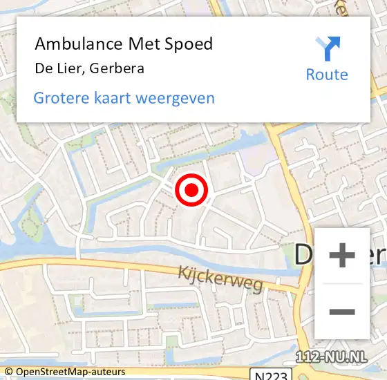 Locatie op kaart van de 112 melding: Ambulance Met Spoed Naar De Lier, Gerbera op 24 februari 2022 11:27
