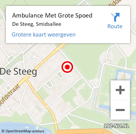 Locatie op kaart van de 112 melding: Ambulance Met Grote Spoed Naar De Steeg, Smidsallee op 24 februari 2022 11:51