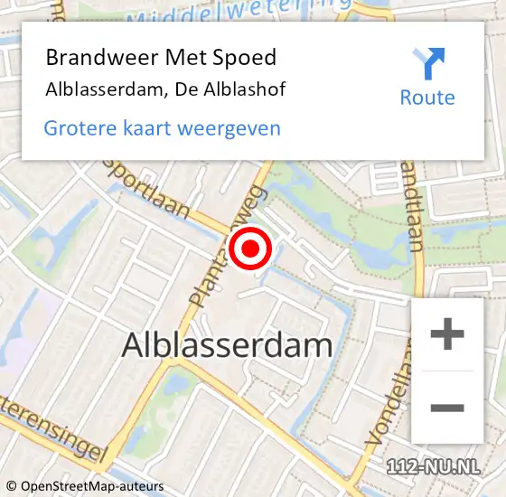 Locatie op kaart van de 112 melding: Brandweer Met Spoed Naar Alblasserdam, De Alblashof op 24 februari 2022 13:07