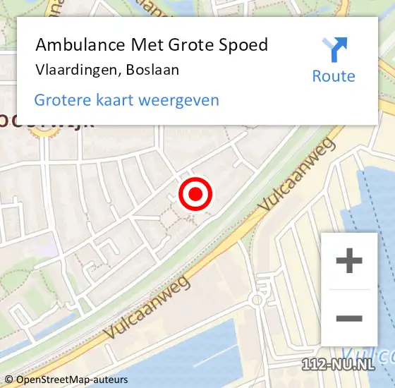 Locatie op kaart van de 112 melding: Ambulance Met Grote Spoed Naar Vlaardingen, Boslaan op 24 februari 2022 14:33