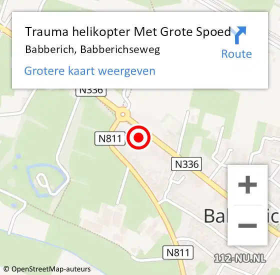 Locatie op kaart van de 112 melding: Trauma helikopter Met Grote Spoed Naar Babberich, Babberichseweg op 24 februari 2022 15:35