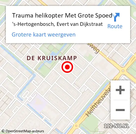 Locatie op kaart van de 112 melding: Trauma helikopter Met Grote Spoed Naar 's-Hertogenbosch, Evert van Dijkstraat op 24 februari 2022 19:17