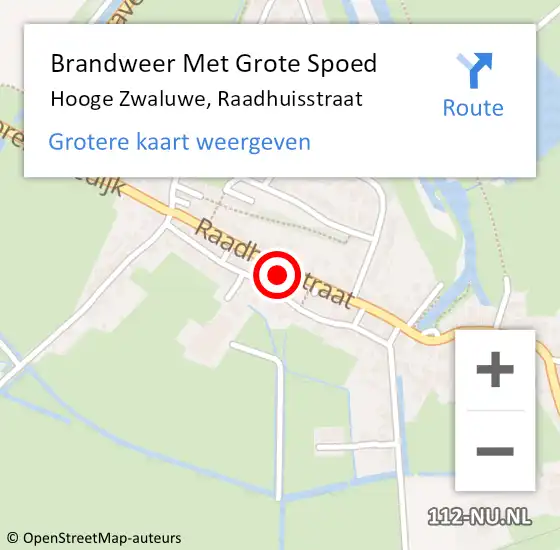 Locatie op kaart van de 112 melding: Brandweer Met Grote Spoed Naar Hooge Zwaluwe, Raadhuisstraat op 24 februari 2022 21:08