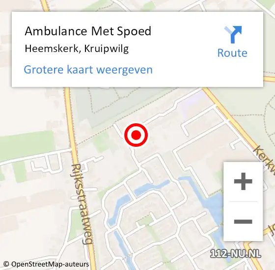 Locatie op kaart van de 112 melding: Ambulance Met Spoed Naar Heemskerk, Kruipwilg op 25 februari 2022 04:18