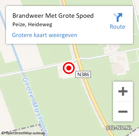 Locatie op kaart van de 112 melding: Brandweer Met Grote Spoed Naar Peize, Heideweg op 25 februari 2022 05:16