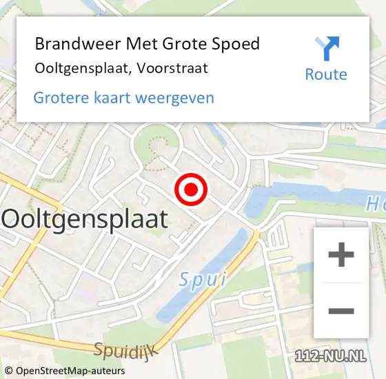 Locatie op kaart van de 112 melding: Brandweer Met Grote Spoed Naar Ooltgensplaat, Voorstraat op 25 februari 2022 16:31