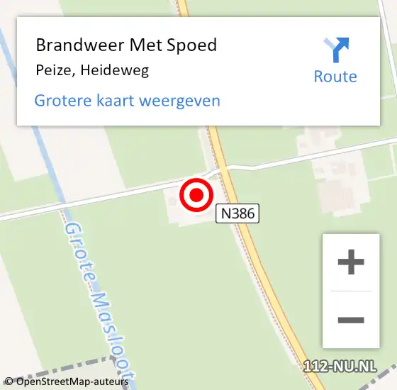 Locatie op kaart van de 112 melding: Brandweer Met Spoed Naar Peize, Heideweg op 25 februari 2022 16:39