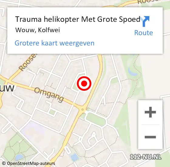 Locatie op kaart van de 112 melding: Trauma helikopter Met Grote Spoed Naar Wouw, Kolfwei op 25 februari 2022 16:55