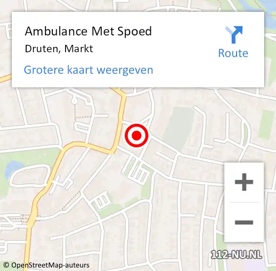 Locatie op kaart van de 112 melding: Ambulance Met Spoed Naar Druten, Markt op 25 februari 2022 18:01