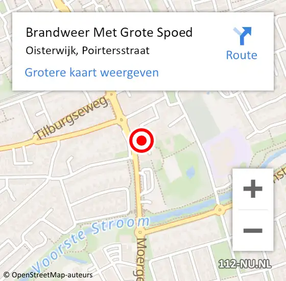 Locatie op kaart van de 112 melding: Brandweer Met Grote Spoed Naar Oisterwijk, Poirtersstraat op 25 februari 2022 21:49