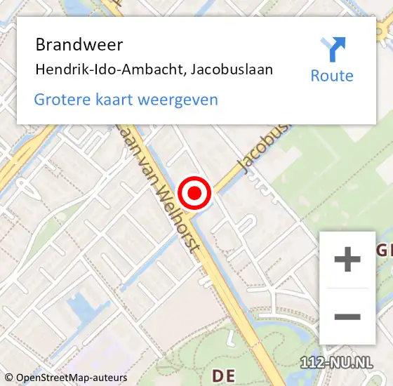 Locatie op kaart van de 112 melding: Brandweer Hendrik-Ido-Ambacht, Jacobuslaan op 25 februari 2022 23:10