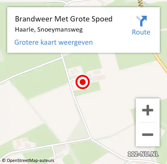 Locatie op kaart van de 112 melding: Brandweer Met Grote Spoed Naar Haarle, Snoeymansweg op 26 februari 2022 00:12