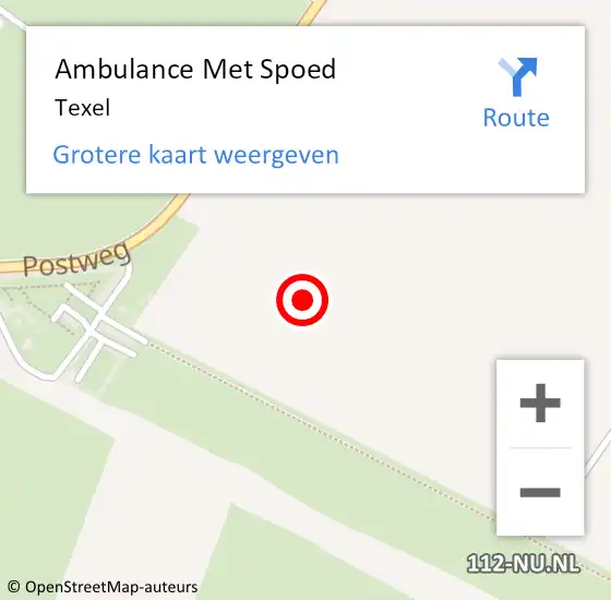 Locatie op kaart van de 112 melding: Ambulance Met Spoed Naar Texel op 26 februari 2022 00:36