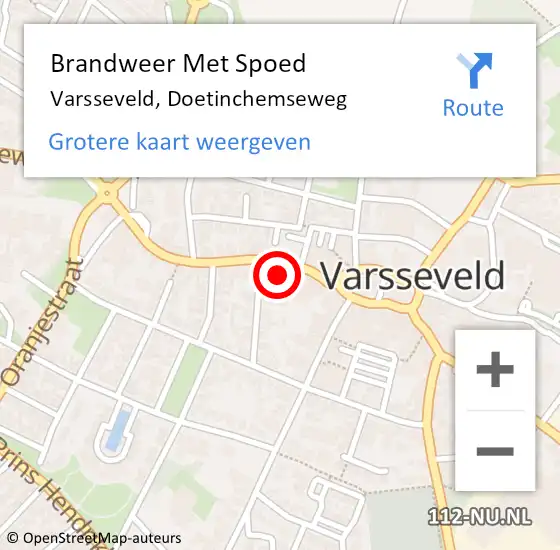 Locatie op kaart van de 112 melding: Brandweer Met Spoed Naar Varsseveld, Doetinchemseweg op 26 februari 2022 00:59