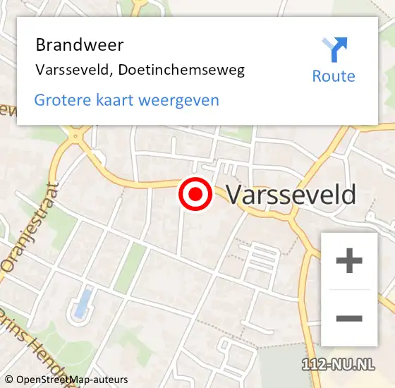 Locatie op kaart van de 112 melding: Brandweer Varsseveld, Doetinchemseweg op 26 februari 2022 01:03