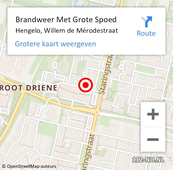Locatie op kaart van de 112 melding: Brandweer Met Grote Spoed Naar Hengelo, Willem de Mérodestraat op 26 februari 2022 03:54