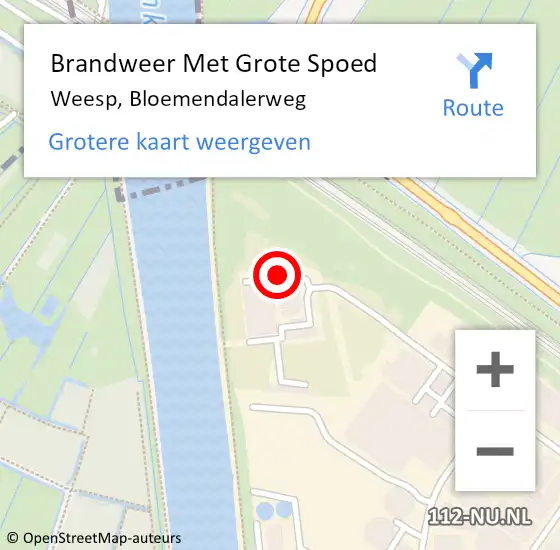 Locatie op kaart van de 112 melding: Brandweer Met Grote Spoed Naar Weesp, Bloemendalerweg op 26 februari 2022 06:04