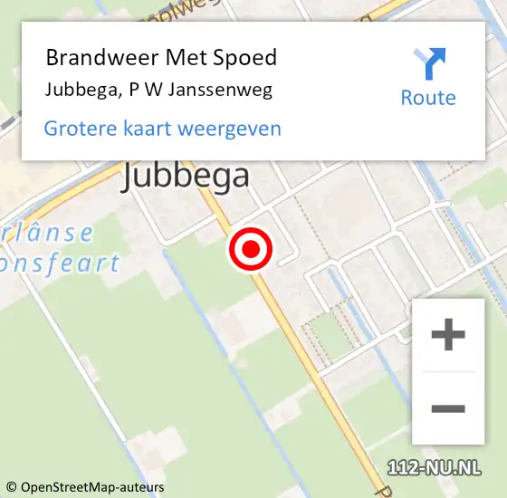 Locatie op kaart van de 112 melding: Brandweer Met Spoed Naar Jubbega, P W Janssenweg op 26 februari 2022 07:16