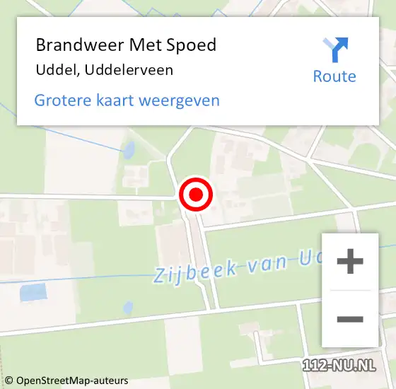 Locatie op kaart van de 112 melding: Brandweer Met Spoed Naar Uddel, Uddelerveen op 26 februari 2022 10:12