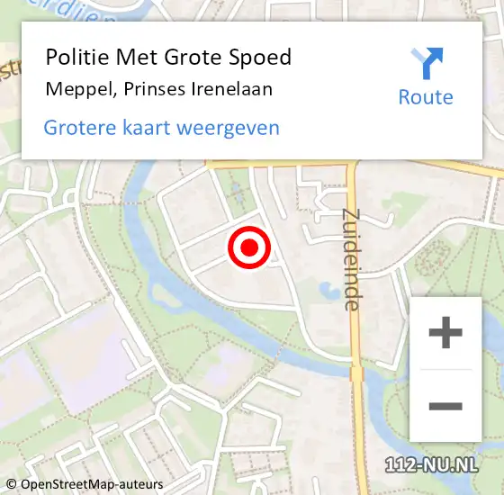 Locatie op kaart van de 112 melding: Politie Met Grote Spoed Naar Meppel, Prinses Irenelaan op 26 februari 2022 14:05